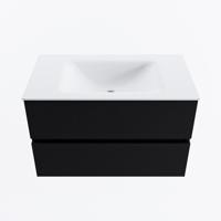 MONDIAZ VICA 80cm badmeubel onderkast Urban 2 lades. Wastafel CLOUD midden 1 kraangat, kleur Talc. - thumbnail