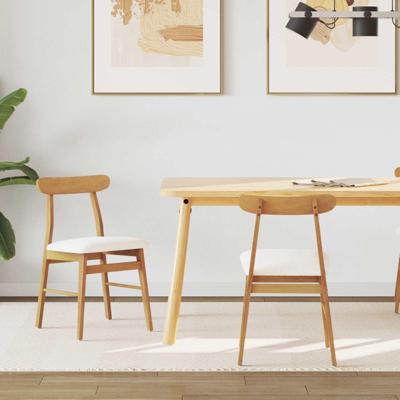 Eetkamerstoel 2 pcs Natuurlijk en Licht Massief Rubberhout