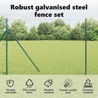 VidaXL Hek met paal groen 1,6 x 10 m staal en pvc - thumbnail