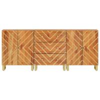 Dressoirs 3 st 60x33,5x75 cm massief mangohout bruin en zwart - thumbnail