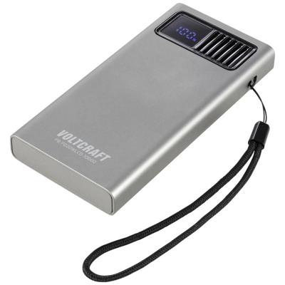 VOLTCRAFT PB PD20WLCD-10000 Powerbank 10000 mAh Fast Charge, USB PD 2.0 LiPo Grijs metallic Statusweergave
