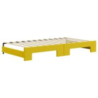 Slaapbank met onderschuifbed 100x200 cm fluweel geel - thumbnail