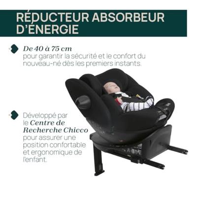 Autostoel - CHICCO - EVERONE - Groep 0/1/2/3 - I-Size - Draaibaar - Liggend - Verkleiner - Zwart