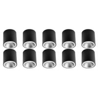 Mat Zwarte Aluminium Opbouwspots Set 10-Pack - GU10 Fitting Ø90mm - thumbnail