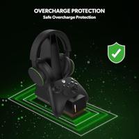 snakebyte Combo Charge X - zwart - officieel gelicentieerde Xbox One & Series X|S Controller- en headset-laadstation | snel opladen | LED-laadstatus | 1100 mAh-batterij | USB-C & micro-USB-kabel - thumbnail