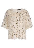 Tramontana Feathered Sequin Top C35-18-401 T-shirt Lange Mouw 006800-stone - thumbnail