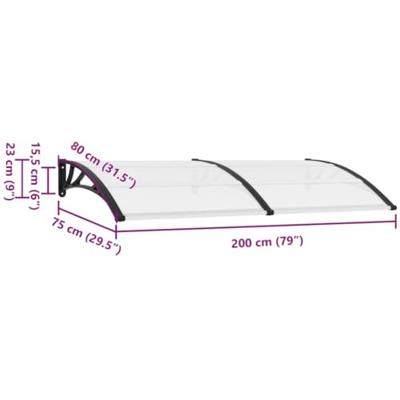 Deurluifel 200x80 cm PC zwart en transparant