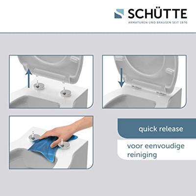 Toiletzitting Schutte Slim White Duroplast Ultra Dun Met Soft Close En Quick Release Gelakt Wit Schütte