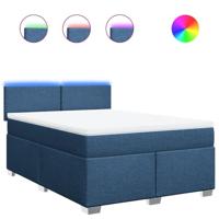 Boxspring met matras stof blauw 140x200 cm - thumbnail
