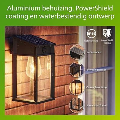 Philips LED Geri 929004632601 Wandlamp op zonne-energie met bewegingsmelder LED 3.2 W Zwart Philips LED Geri 929004632601 Wandlamp op zonne-energie met bewegingsmelder LED 3.2 W Zwart