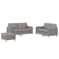 3-delige Loungeset met kussens stof taupe - thumbnail