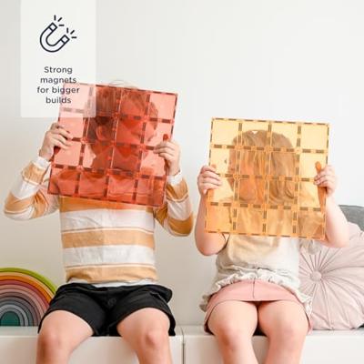Connetix Base Plate Pastel Geel/Rood 2 stuks