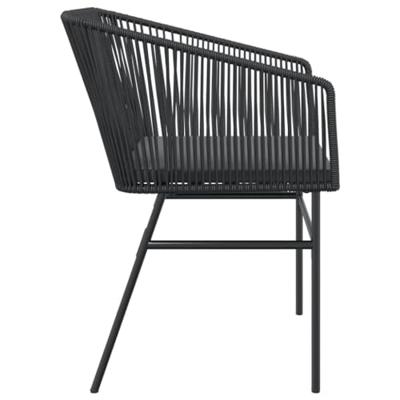 Tuinstoelen 2 st met kussens poly rattan zwart - thumbnail