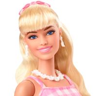 Barbie the movie pop - margot robbie - roze-wit geruite jurk - 33 cm - film pop - thumbnail