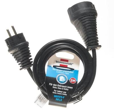 Brennenstuhl 1165010015 Stroom Verlengkabel Zwart 2.00 m H05VV-F 3G 1,5 mm²