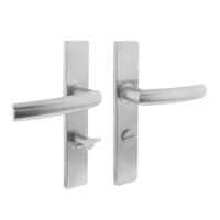 Deurkruk Blok op schild verdekt rechthoekig 219x40mm met nokken wc 63/8mm rvs EN1906/4 - thumbnail