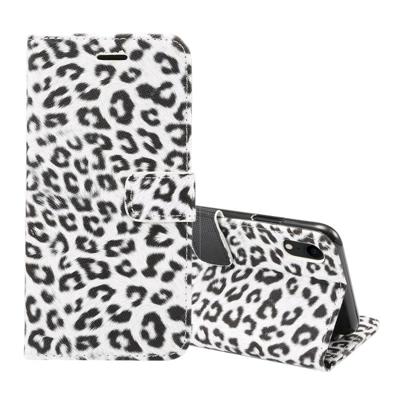Luipaard patroon horizontale Flip lederen hoes for iPhone XR, met houder & Card Slots(White) Luipaard patroon horizontale Flip lederen hoes for iPhone XR, met houder & Card Slots(White)