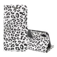 Luipaard patroon horizontale Flip lederen hoes for iPhone XR, met houder & Card Slots(White) - thumbnail