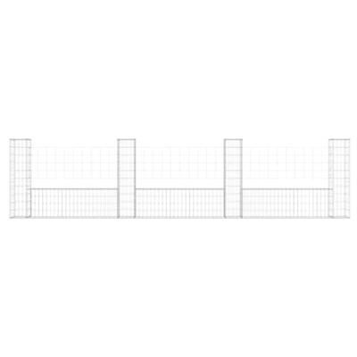 VidaXL Schanskorf u-vormig met 4 palen 380x20x100 cm ijzer