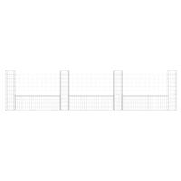 VidaXL Schanskorf u-vormig met 4 palen 380x20x100 cm ijzer - thumbnail