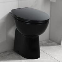 VidaXL Randloos toilet 7 cm verhoogde hoogte soft-close keramiek zwart - thumbnail