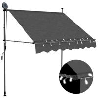 Luifel handmatig uitschuifbaar met LED 100 cm antracietkleurig - thumbnail