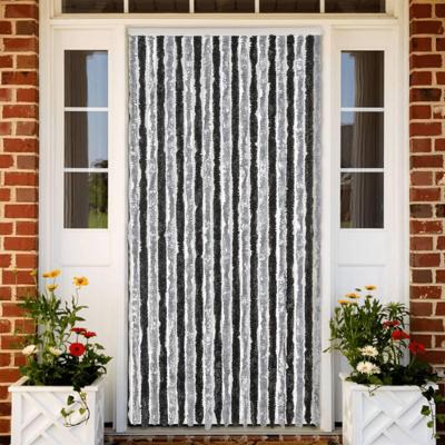 VidaXL Vliegengordijn 56x185 cm chenille grijs en zwart VidaXL Vliegengordijn 56x185 cm chenille grijs en zwart