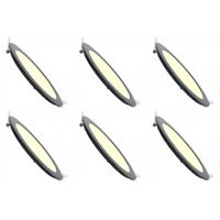 LED Downlight Slim 6 Pack - Inbouw Rond 3W - Dimbaar - Zeer Warm Wit 2700K - Mat Zwart Aluminium - Ø83mm - thumbnail