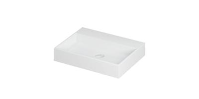 Wastafel United Porselein zonder kraangat incl. porseleinen click plug en verborgen overloop systeem 60 cm x 45 cm x 11 cm Mat wit 0206002