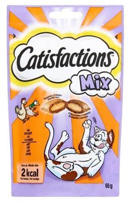 Catisfactions Mix met kip en met eend kattensnoep 12 x 60 g