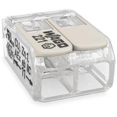 WAGO 221-482 221-482 Verbindingsklem Flexibel: 0.20-4 mm² Massief: 0.20-4 mm² Aantal polen: 2 1 stuk(s) Transparant, Wit