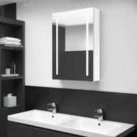 Badkamerkast met spiegel en LED 50x13x70 cm glanzend wit - thumbnail