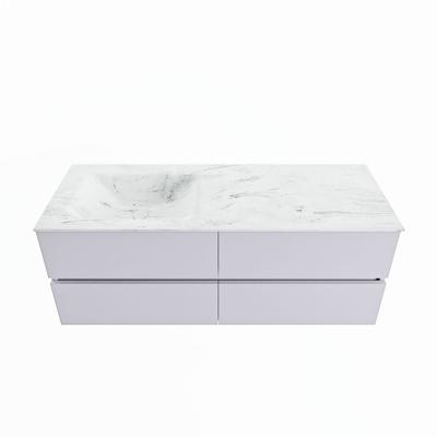 MONDIAZ VICA-DLUX 130cm badmeubel onderkast Cale 4 lades. Inbouw wastafel CLOUD links 1 kraangat, kleur Opalo. MONDIAZ VICA-DLUX 130cm badmeubel onderkast Cale 4 lades. Inbouw wastafel CLOUD links 1 kraangat, kleur Opalo.