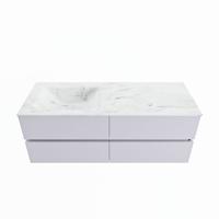 MONDIAZ VICA-DLUX 130cm badmeubel onderkast Cale 4 lades. Inbouw wastafel CLOUD links 1 kraangat, kleur Opalo. - thumbnail
