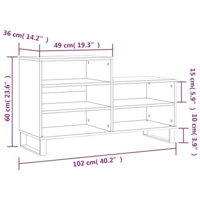 VidaXL Schoenenkast 102x36x60 cm bewerkt hout bruin eikenkleur VidaXL Schoenenkast 102x36x60 cm bewerkt hout bruin eikenkleur