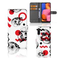 Telefoonhoesje met Naam Samsung Galaxy A20s Skull Red - thumbnail