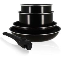 Kookgereiset - Inductie - MENASTYL - 6020437 - Antiaanbak aluminium - 5-delig - Afneembare handgreep - Zwart - thumbnail