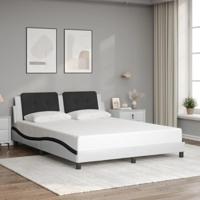 Bedframe met LED-verlichting kunstleer wit en zwart 160x200 cm - thumbnail
