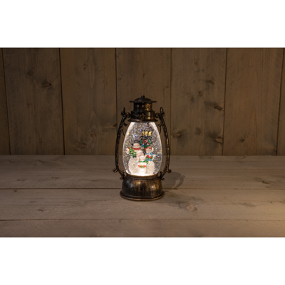 Lantaarn Sneeuwman In Glitterwater Led Warm Wit 14,5X24Cm 3Xaa-Dc Aansluiting Anna's Collection - Annas collection