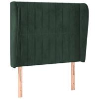 Hoofdbord met randen 83x23x118/128 cm fluweel donkergroen - thumbnail