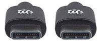 Manhattan USB-kabel USB 2.0 USB-C stekker, USB-C stekker 2.00 m Zwart 355247 - thumbnail