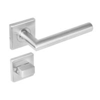 Deurkruk 1242 rechte Hoek 90°op rozet vierkant met WC8mm RVS - thumbnail