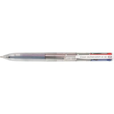 Pilot Super Grip G-4 4-kleurenbalpen, medium, klassieke inktkleuren, transparant lichaam