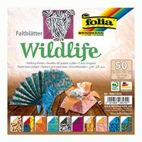 Vouwblaadjes folia 80gr 15x15cm 50v 2z wildlife - thumbnail