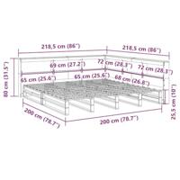 Bed met boekenkast zonder matras grenenhout wasbruin 200x200 cm - thumbnail