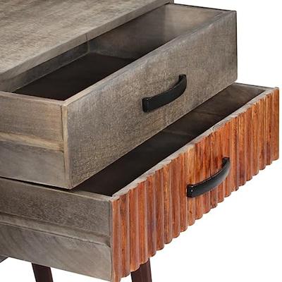 VidaXL Wandtafel 120x35x75 cm massief ruw mangohout grijs