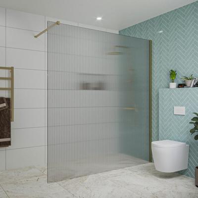 Fortifura Galeria inloopdouche - 180x200cm - ribbelglas - wandarm - Geborsteld Messing PVD (Goud) SW797956/SW797910