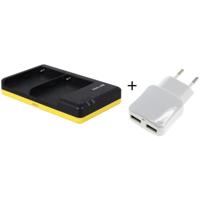 Duo lader voor 2 camera accu's Sony NP-FM500H + handige 2 poorts USB 230V adapter - thumbnail
