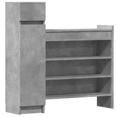 VidaXL Schoenenkast 100,5x28x100 cm bewerkt hout betongrijs VidaXL Schoenenkast 100,5x28x100 cm bewerkt hout betongrijs