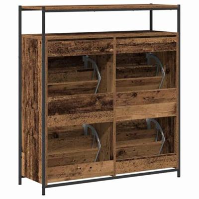 Schoenenkast met plank Oudhout 100 x 34 x 112 cm Bewerkt hout